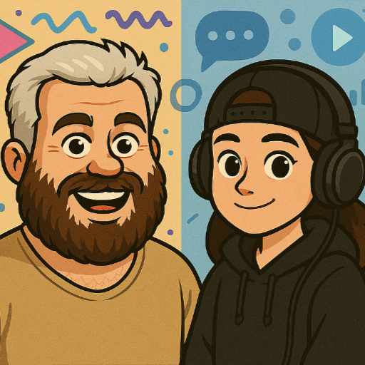 Father and daughter caricature image.